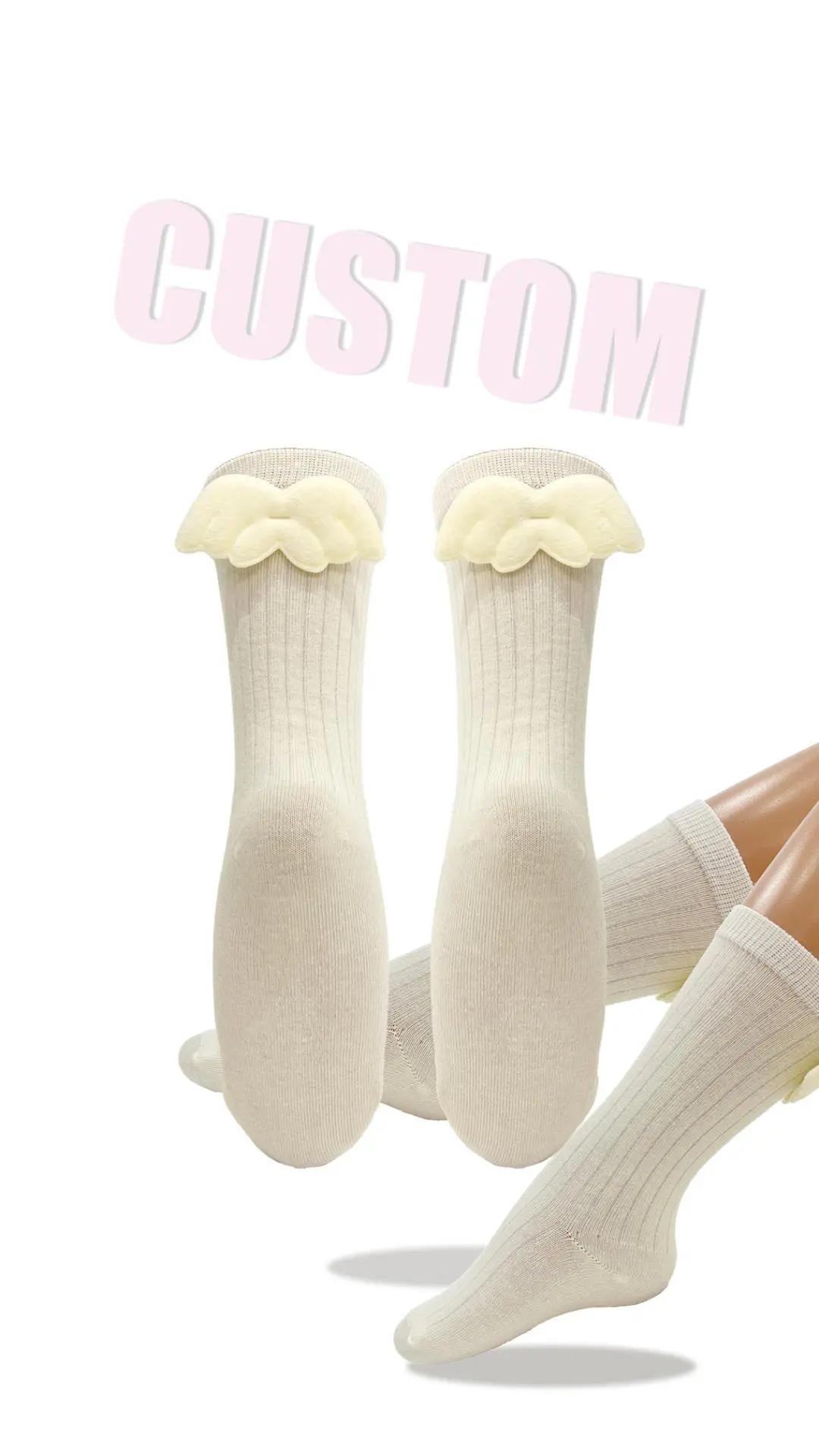 Custom Children Bow Socks in Custom Made Color and Size for Girls Wear, Breathable Design HYC-067 1