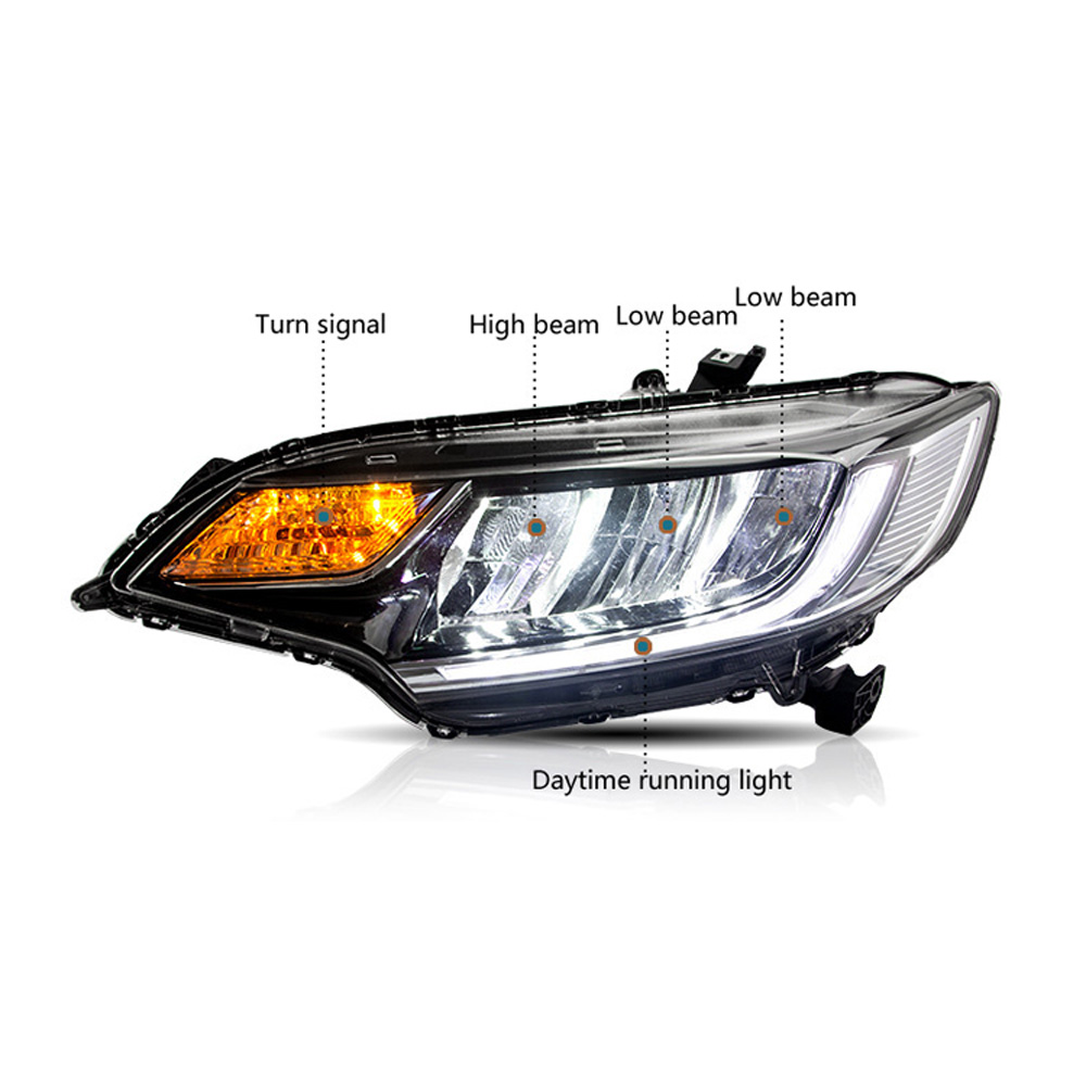 Car LED Headlihts Assembly For Honda Fit 2014-2020 Modified RS 4