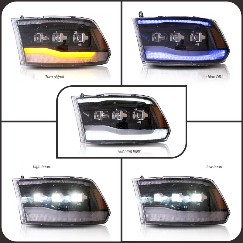 Conjunto de faros LED de automóvil para Dodge Ram 1500 2500 3500 Lámpara delantera 3