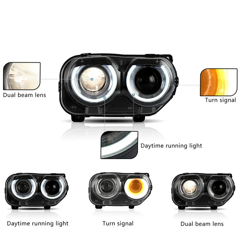 Montagem dos faróis de LED de carro para Dodge Charger Front Lamp 6