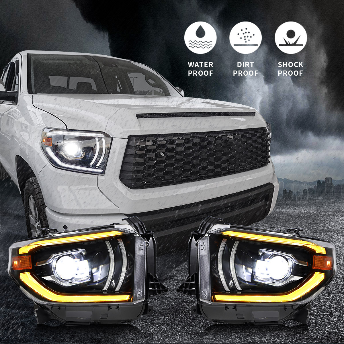 Auto-LED-Scheinwerfer Montage für Toyota Tundra 2014-2018 Frontlampe 6