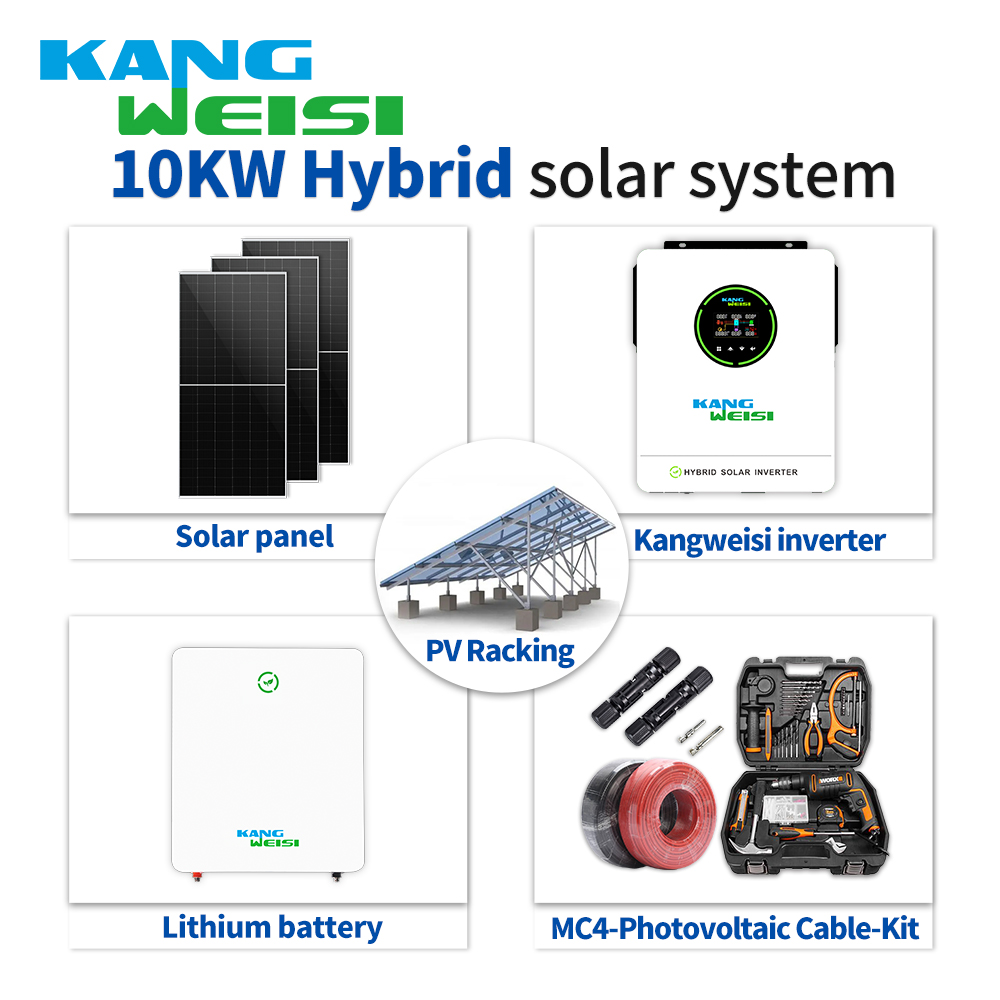 Système solaire populaire 8kw 10kw, installation domestique hybride, système de production d'énergie 5