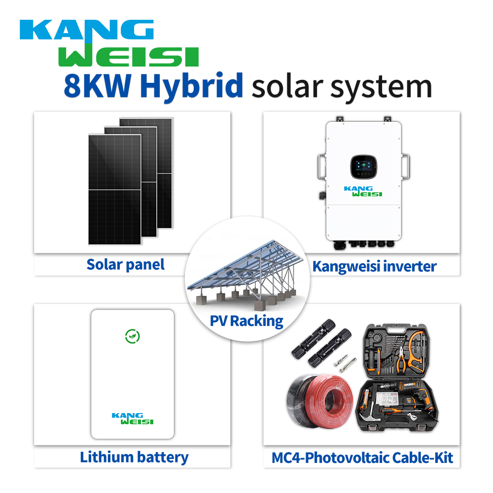 Sistema de generación de energía fotovoltaica en la azotea 7kW 8kW 10kW Sistema solar híbrido doméstico 5