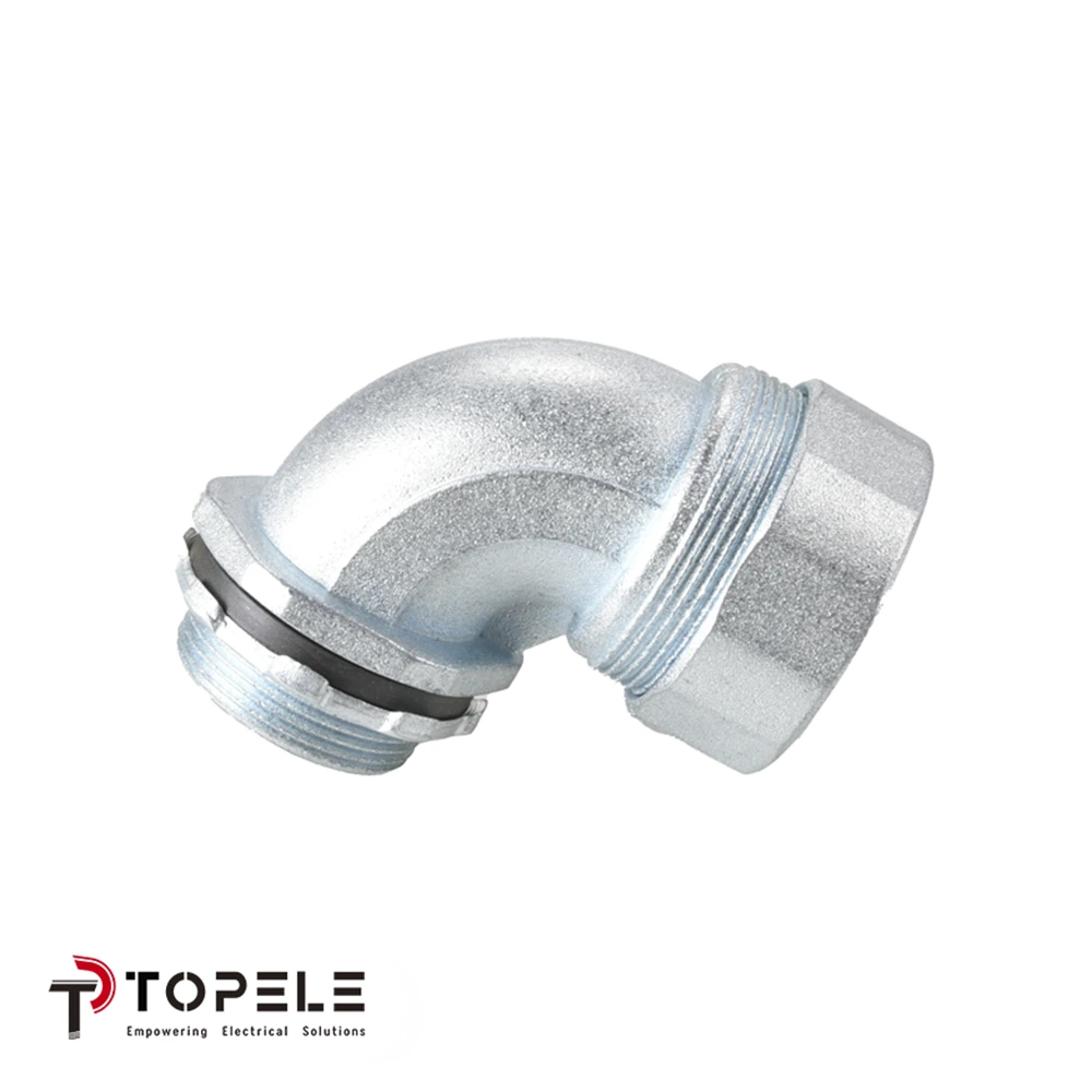 Zinc Liquid Tight Flexible Conduit Connector 90 Degree Angle 1