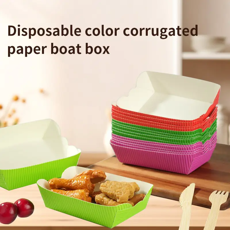 Food Grade Snack Food Boat Container Disposable Paper Plate Paper Boat Tray for Restaurant 1