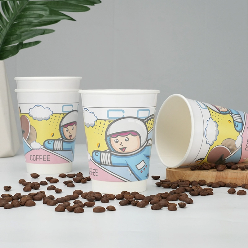 Uchampak Coffee Home Office Disposable Paper Cup High-end Double-layer Thick Children's Cartoon Cute 1