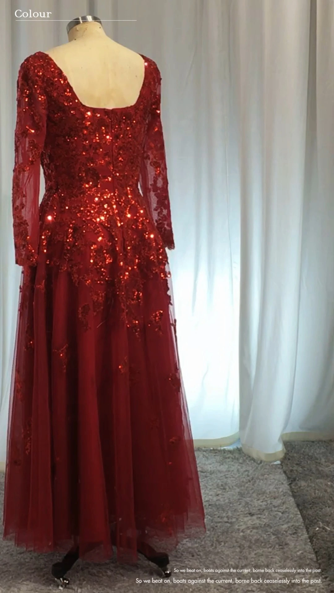 Chic A-Line Floor-Length Square Neck Formal Gowns RSE1030 Red Sequins Lace Appliques Evening Dresses Prom Gowns 1