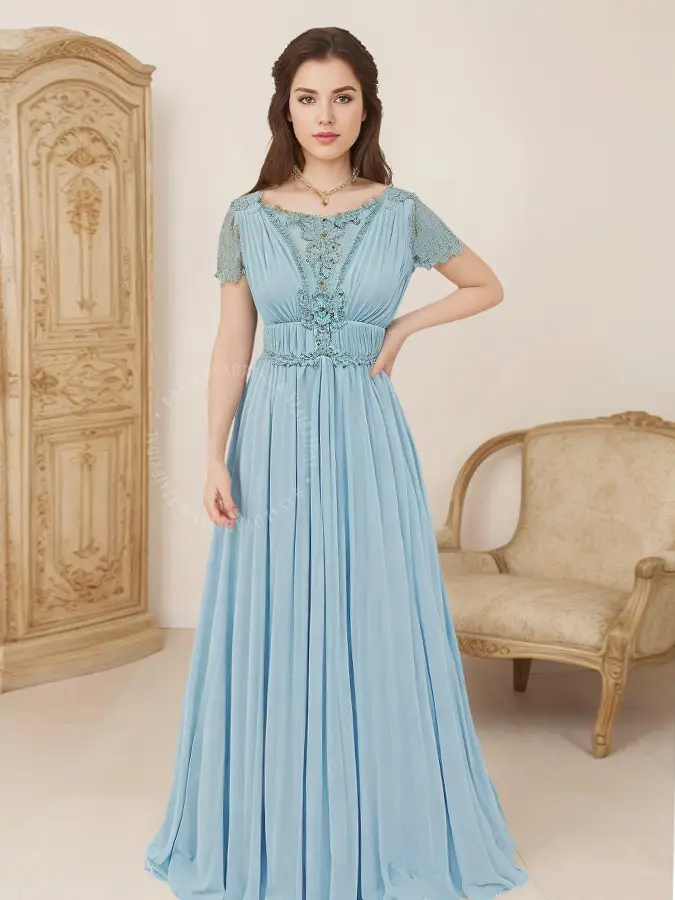 sachin and babi light blue dress Celebrate With Champagne Dress In Seaglass – Impressions Online Boutique main image 0