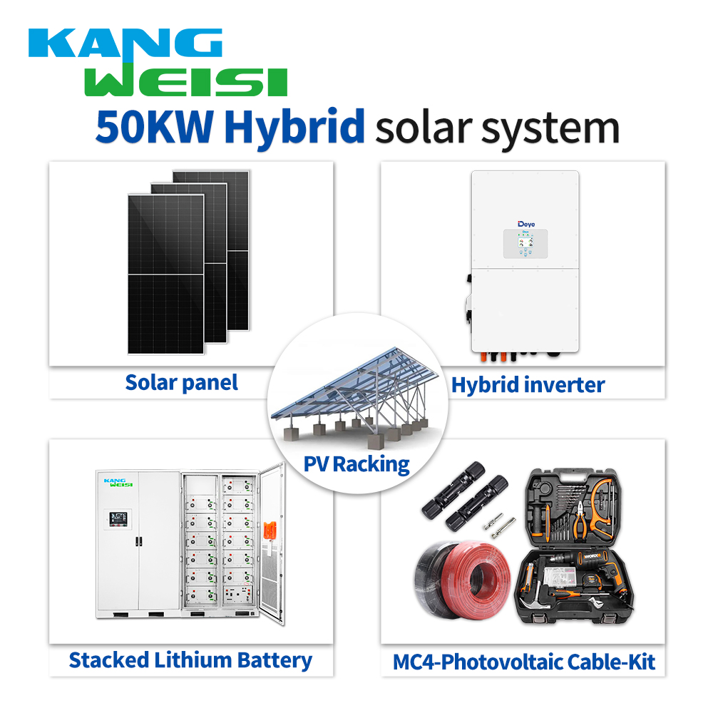 Sistema Solar de la industria y comercio 50kW Deye Inverter híbrido 100/200kWh ESS Supporting Energy Storage System 5