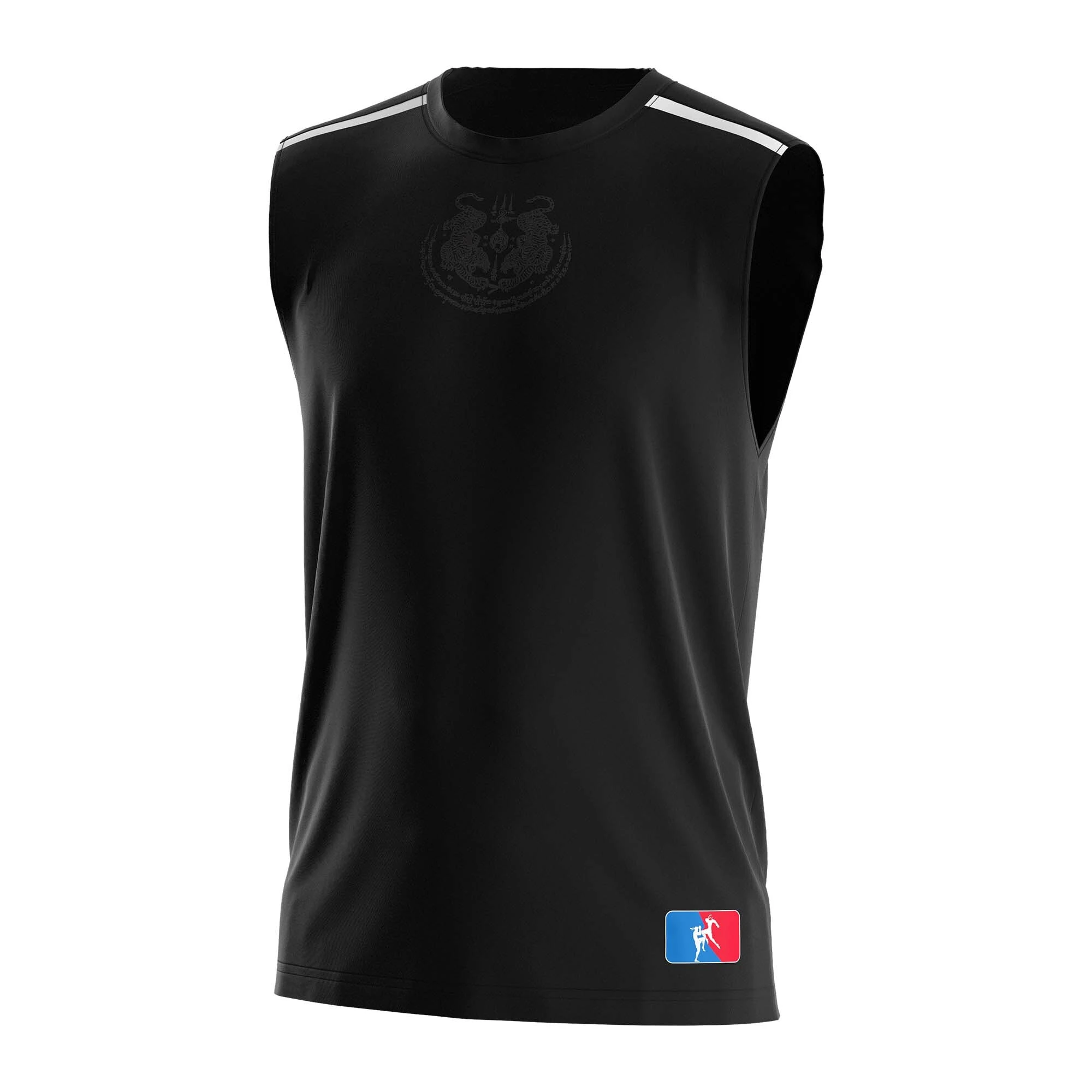 Pure Black Sleeveless T Muay Thai Tighter Twin Tigers Shirts 1