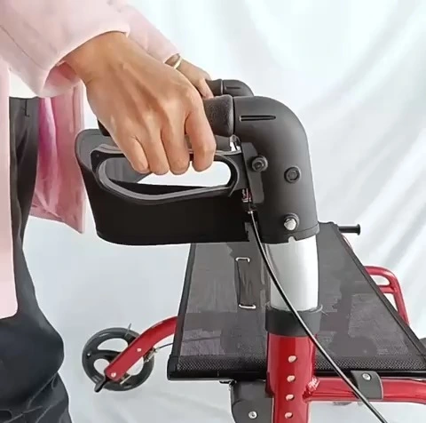 Foldable Walking Aids With Wheels And Seat Adult Walker Old People Shopping Cart 1
