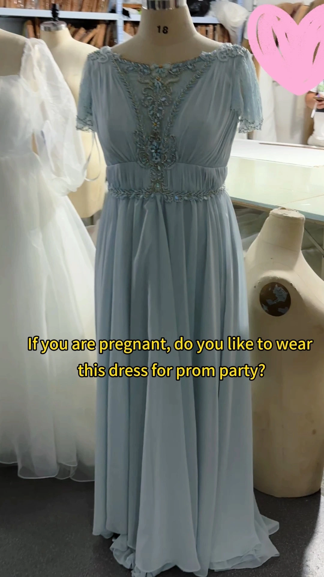 Sea Glass Chiffon Maternity Dress RSE1034 Pleated Wrap Front Cap Sleeve Women's Long Gown Blue Prom Dresses 1