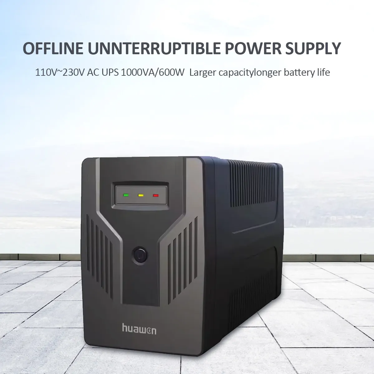 110V~230VAC Offline UPS 1000VA/600W Plastic Shell Uninterruptible Power Supply for Computer Server-1 2
