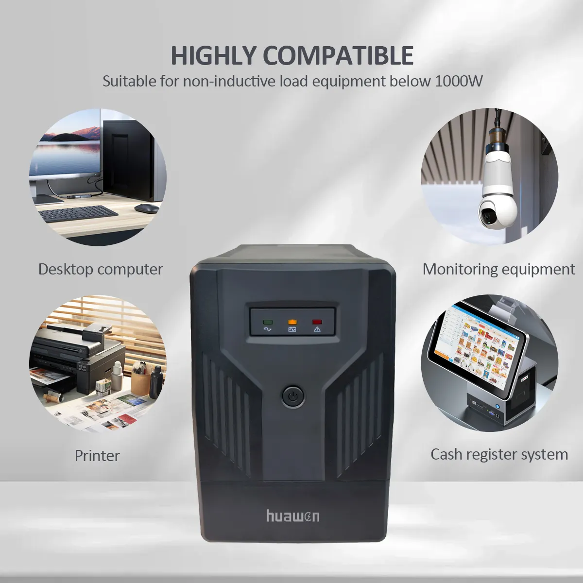 110V~230VAC Offline UPS 1000VA/600W Plastic Shell Uninterruptible Power Supply for Computer Server-1 4