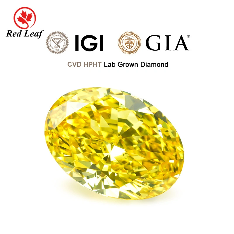 Redleaf Hot Sell Fancy Yellow Oval Cut CVD HTHP Lab Grown Diamond IGI Certificate Lab Created Diamond 1