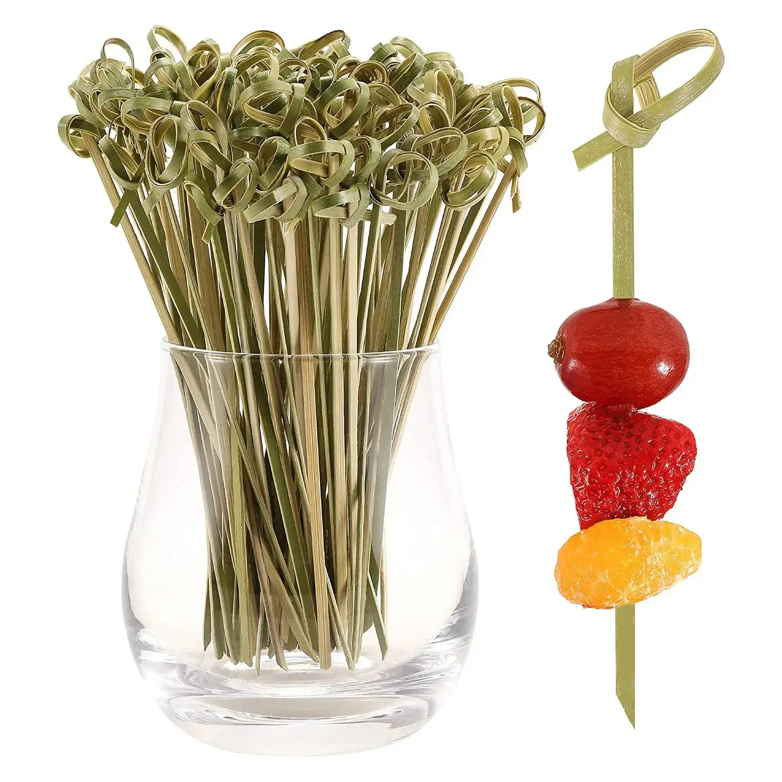 100 kpl kertakäyttöiset bambu -solmuvartaiden cocktail -poiminnot Twisted for Snacks Club Sandwiches Party Garbeque Forks Desserts Decord 1