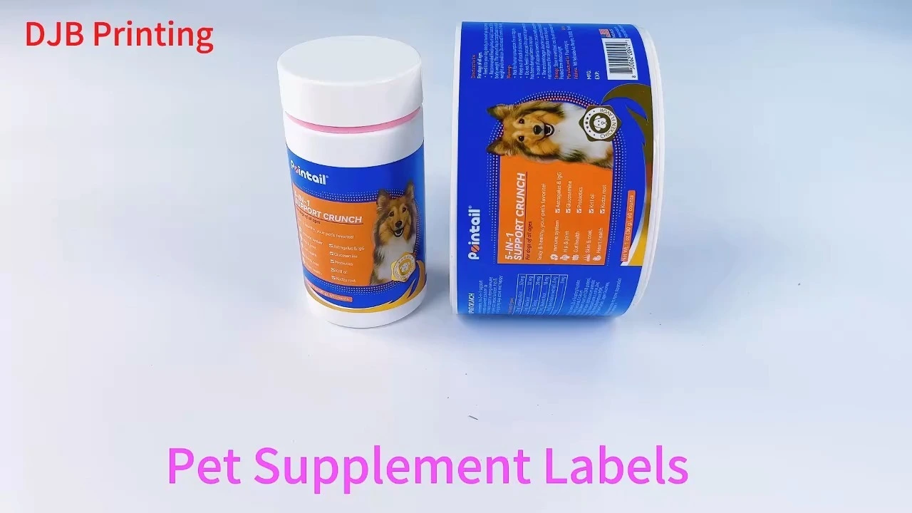 Materiale PP in argento luminoso, UV inverso e varnishing opaco per etichette personalizzate per alimenti per animali domestici Etichetta personalizzata per prodotti alimentari per animali 1