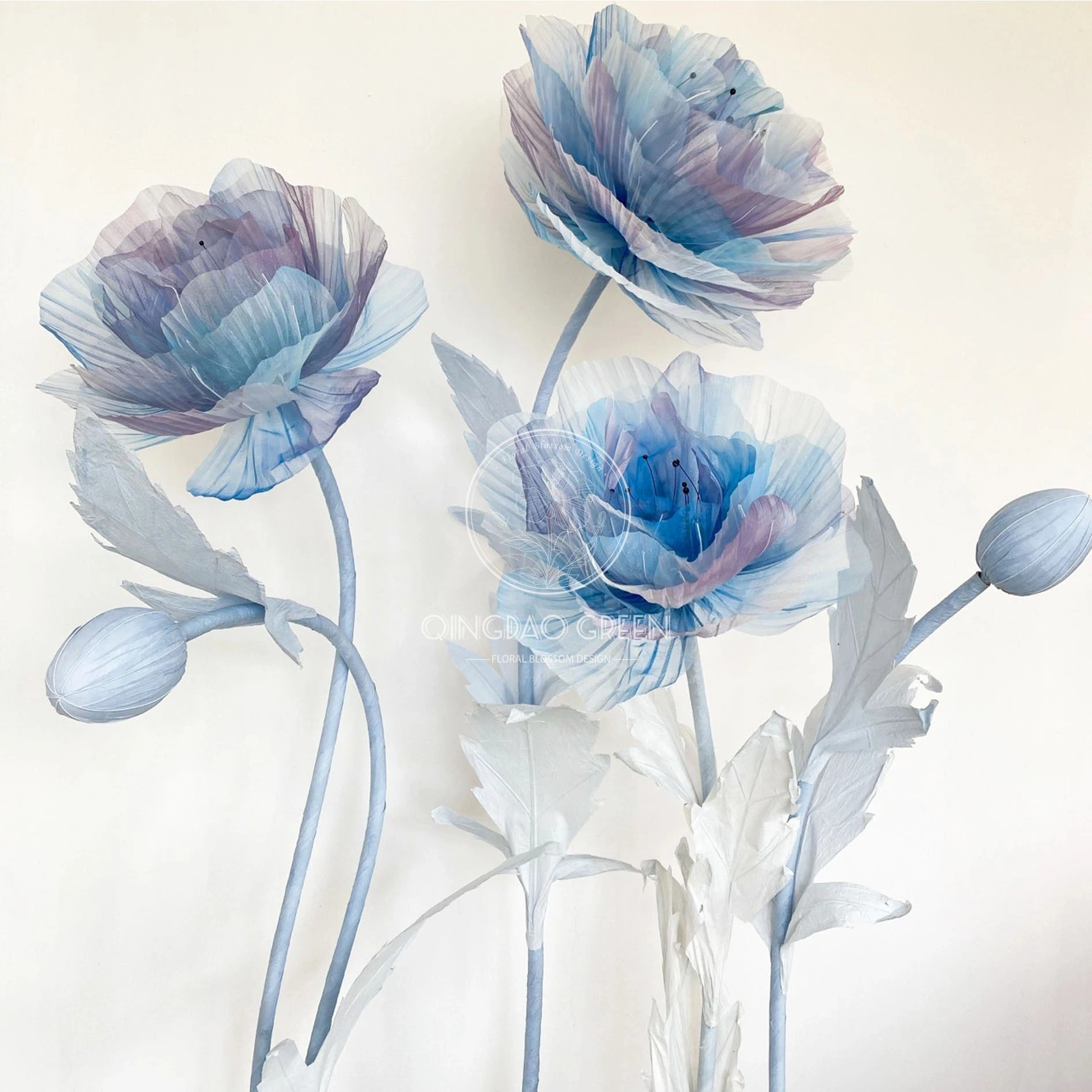 Giant Flowers High-end Silk Organza Poppy Flower Set