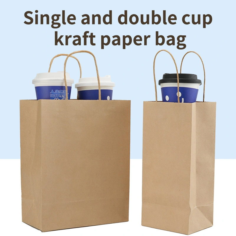 Sacs en papier brun kraft avec poignées en vrac petit sac de papier sacs de papier sacs commerciaux sacs de Noël favori 1