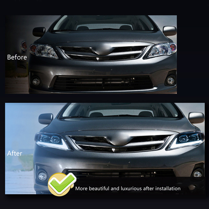 Car LED Headlights Toyota Corolla 2011-2013 DRL Front Lamp 5