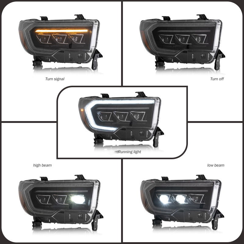 For Toyota Tundra Car LED Headlights Assembly DRL Front Lamp 3