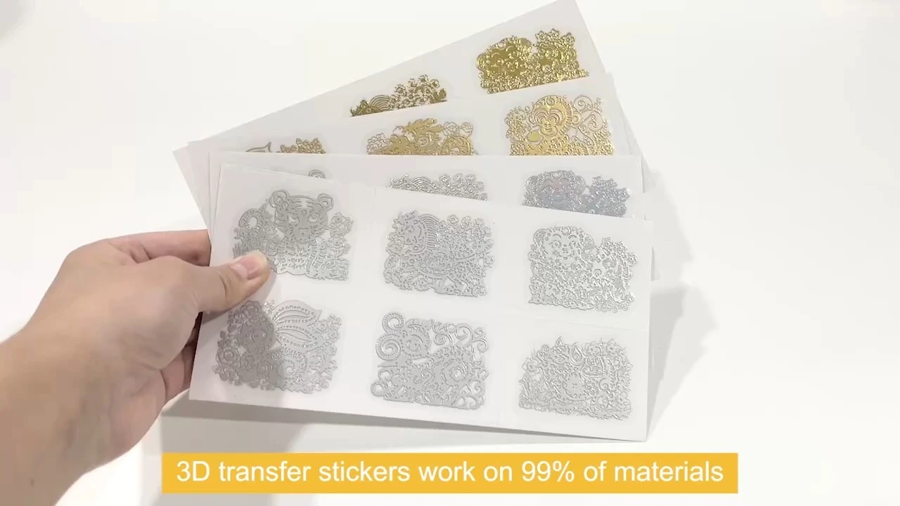 Material de PVC, proceso de estampado de oro y plata e impresión UV de pegatina de transferencia personalizada pegatina personalizada para calcomanía de transferencia con lámina de lámina de lámina de lámina adhesiva personalizada 1