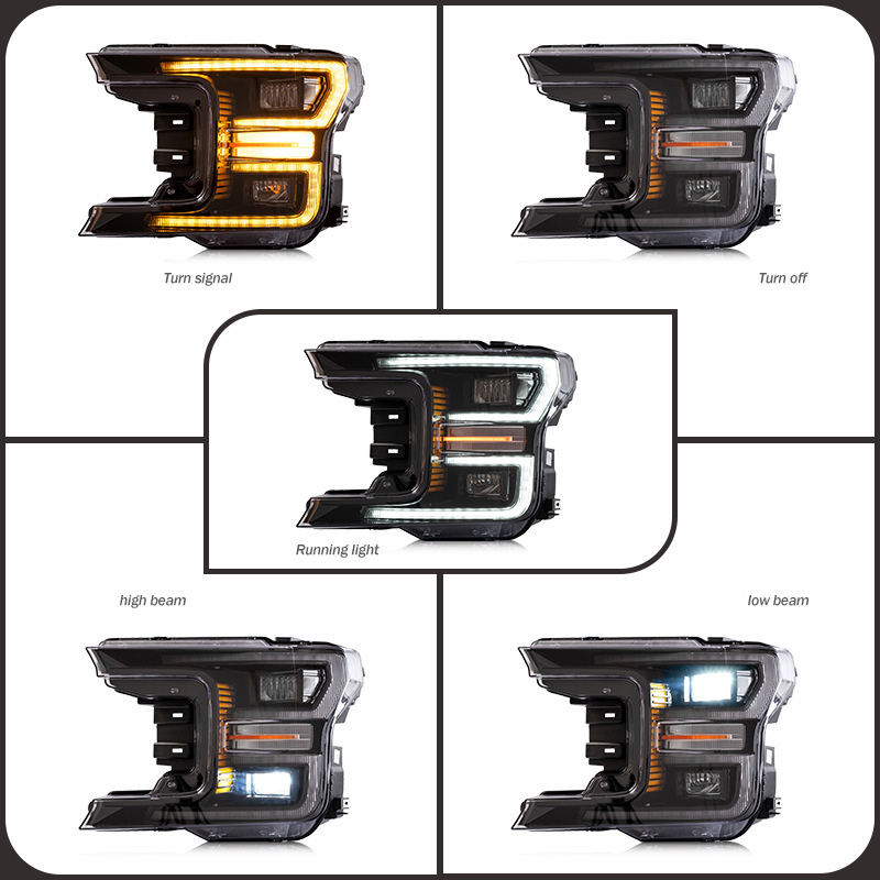 Car LED Headlights Assembly For Ford F150 Raptor 2018-IN Front Lamp 4