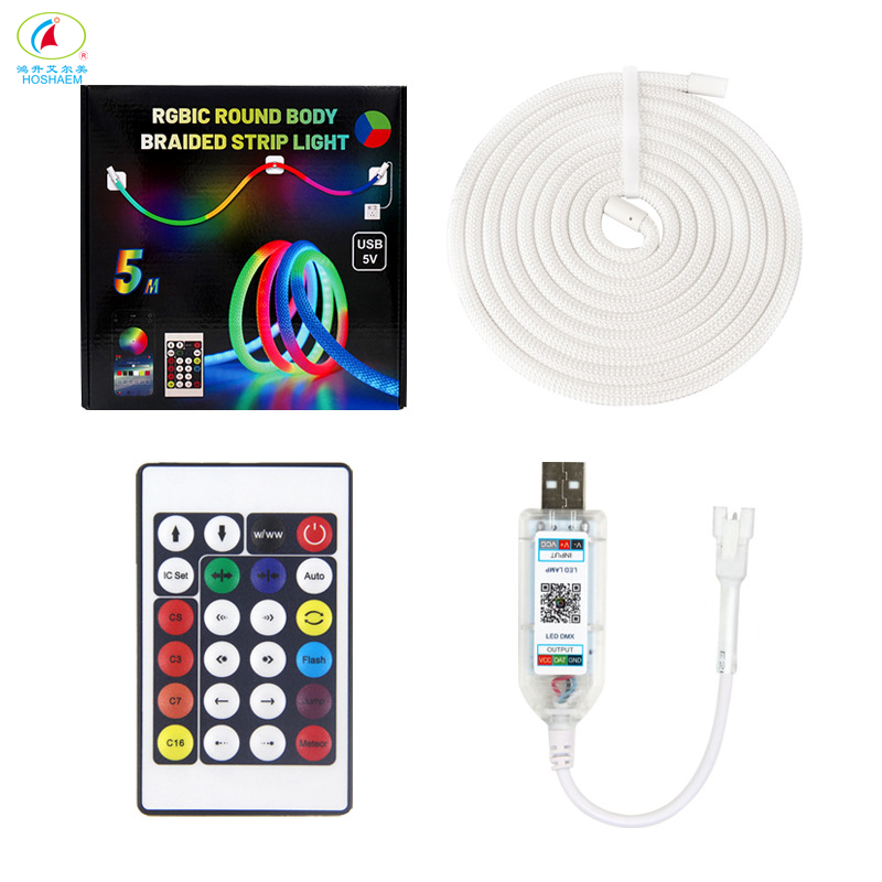 Hongsheng HOSHAEM LED RGB rundes retikuliertes Streifenlicht 360 ° leuchtendes DC5V IP67 Neonlicht flexibles Fließbandlicht Großhandel 3