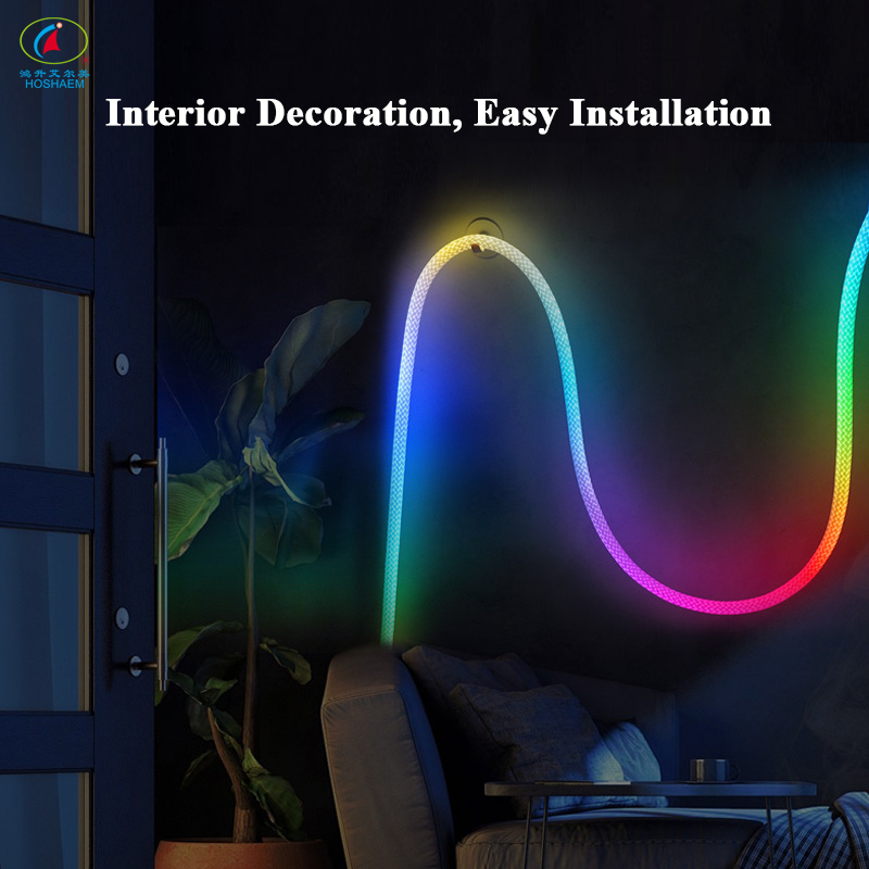 Hongsheng HOSHAEM LED RGB rundes retikuliertes Streifenlicht 360 ° leuchtendes DC5V IP67 Neonlicht flexibles Fließbandlicht Großhandel 4