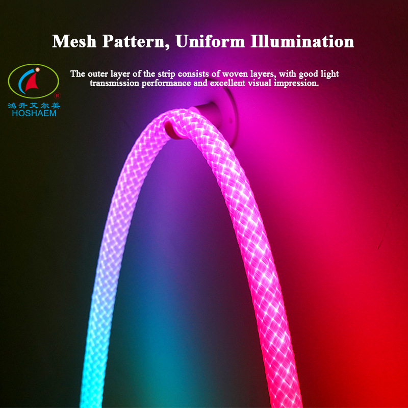 Hongsheng HOSHAEM LED RGB rundes retikuliertes Streifenlicht 360 ° leuchtendes DC5V IP67 Neonlicht flexibles Fließbandlicht Großhandel 5