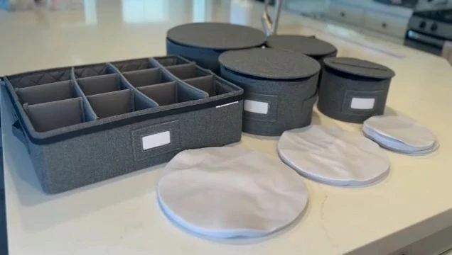 China Factory Wholesale Space-Saving Dinnerware Storage Bins Protection Folding Dish Storage Containers with Lid 1