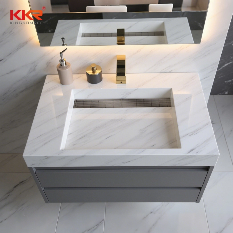 Luxury Hotel Custom Wall Mounted Marble Vanity Sink Modern Wash Basin for Bathroom KKR-M8902 1