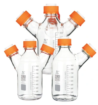 Botella de fase móvil de borosilicato de una o tres bocas transparente 1