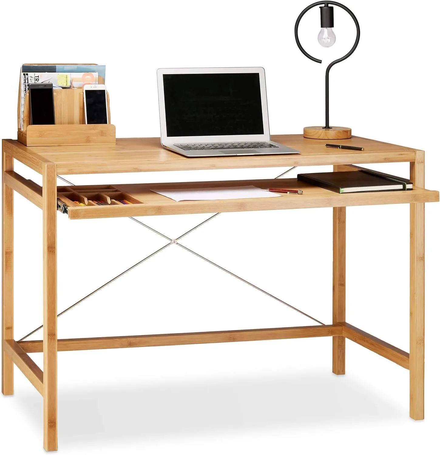 Bureau et table d&39;ordinateur en bois massif avec tiroir 1