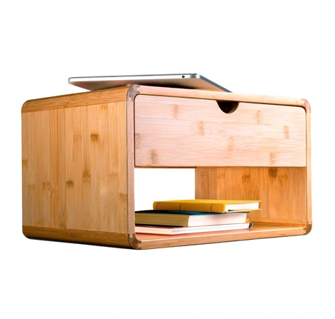 Table de chevet flottante moderne en bambou avec tiroir – Petite 1