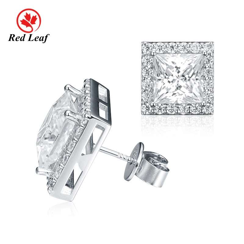 Redleaf 18K White Gold D VVS Princesse Cut Moissanite Stud Oread Brows Lab Créé de bijoux en gros 1