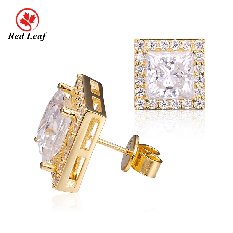 Square Princess Cut Moissanite Stud Boucle d'oreille 18 carats jaune d'oreille en or jaune Mielais de lamerie de Fily-Redleaf 1