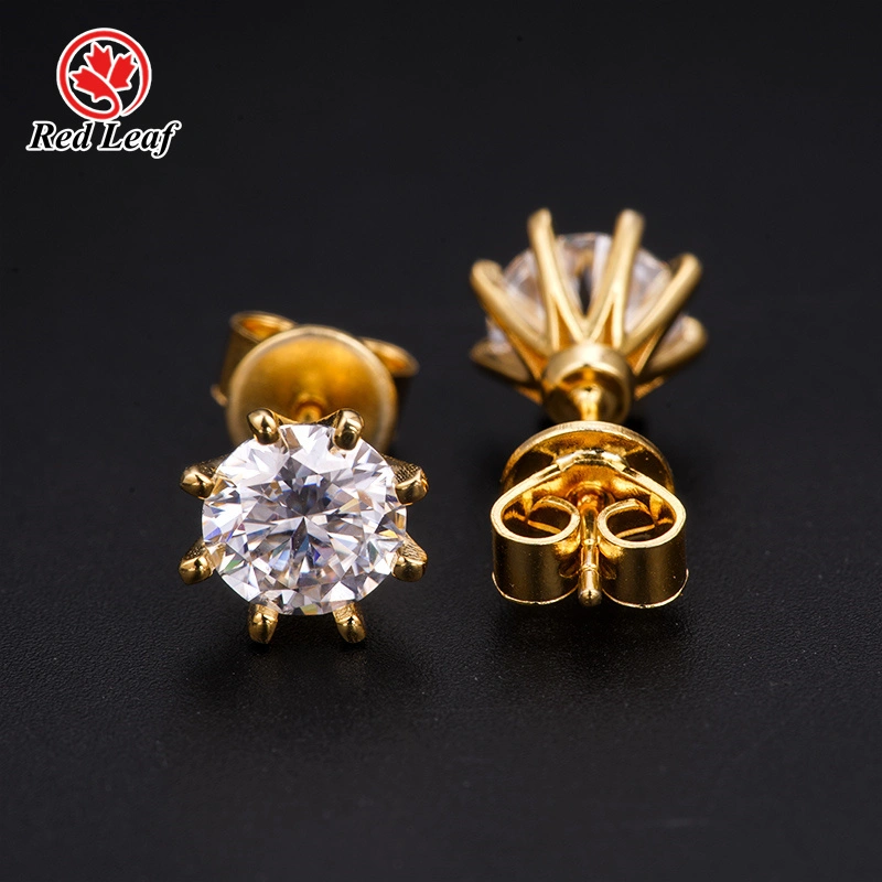 شهادة Redleaf GRA 8 Claw 925 Silver Moissanite Stud أقراط 1