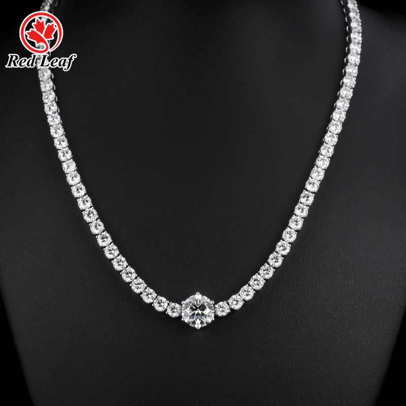 Redleaf 18K Weißgold Runde Schnitt 4.31CT D VVS2 Labor Diamant Halskette Igi zertifiziert Custom Lab Diamond Kette 1