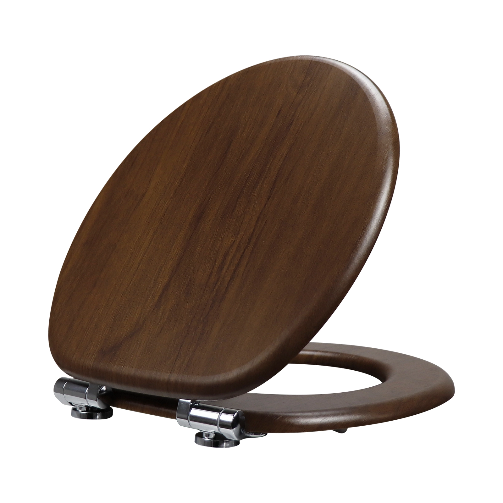 Fanmitrk Elegante Zwarte Walnoot Afwerking MDF Toiletbril met Soft-Close Scharnieren 1
