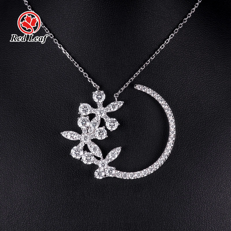 10K 14K 18K White Gold Fancy Cut Lab Grown Diamond Necklace Lab Made Diamond Jewelry Wholesale -Redleaf 1