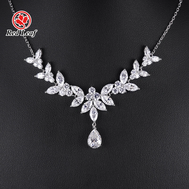 2CT Pear Cut 10K 14K 18K White Gold Round Cut Marquise Cut Lab Grown Diamond Necklace Cvd Diamond Jewellery Manufacturers-Redleaf 1