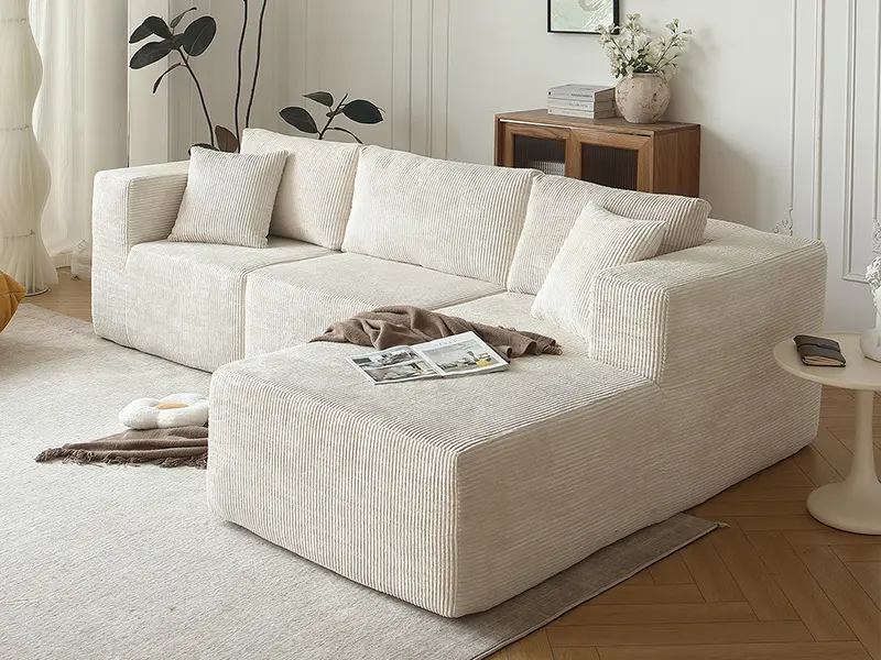 Corduroy Fabric Couch High Resilience Foam and Corduroy Fabrics - - Fansace 4