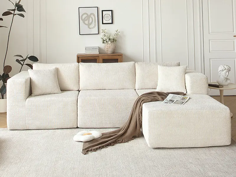 Corduroy Fabric Couch High Resilience Foam and Corduroy Fabrics - - Fansace 5