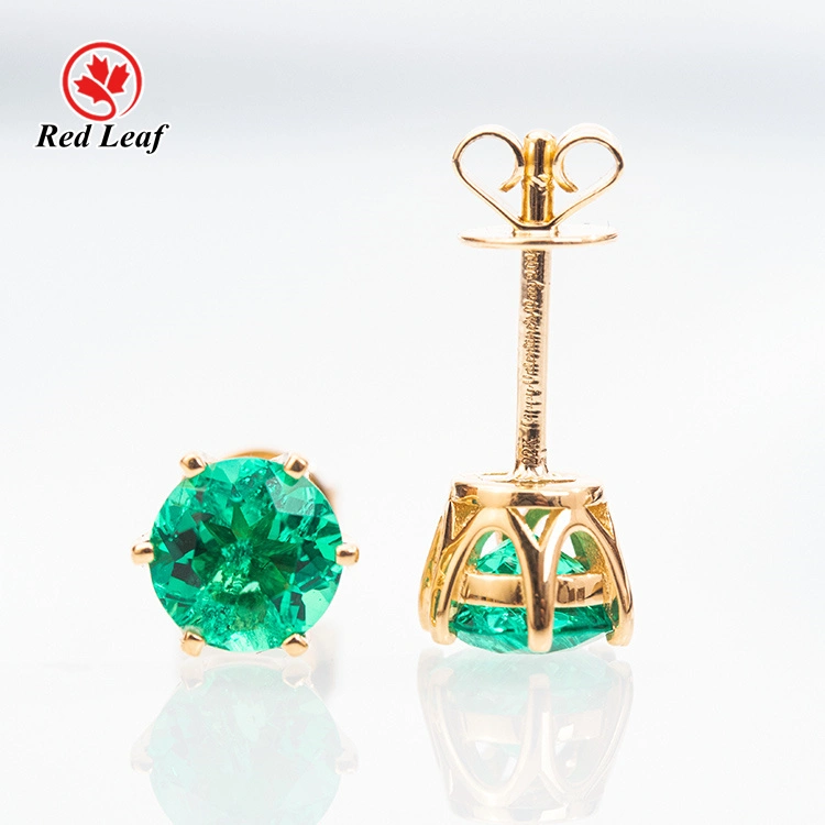 Redleaf تصميم جديد جولة مختبر نمت Emerald حلق 22K الذهب حلق القرط 1
