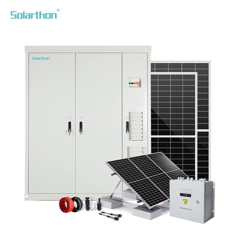 Complete 100KW 215KWH Grid System Solar Panel Kit Inverter Lithium lon Battery Hybrid System 1
