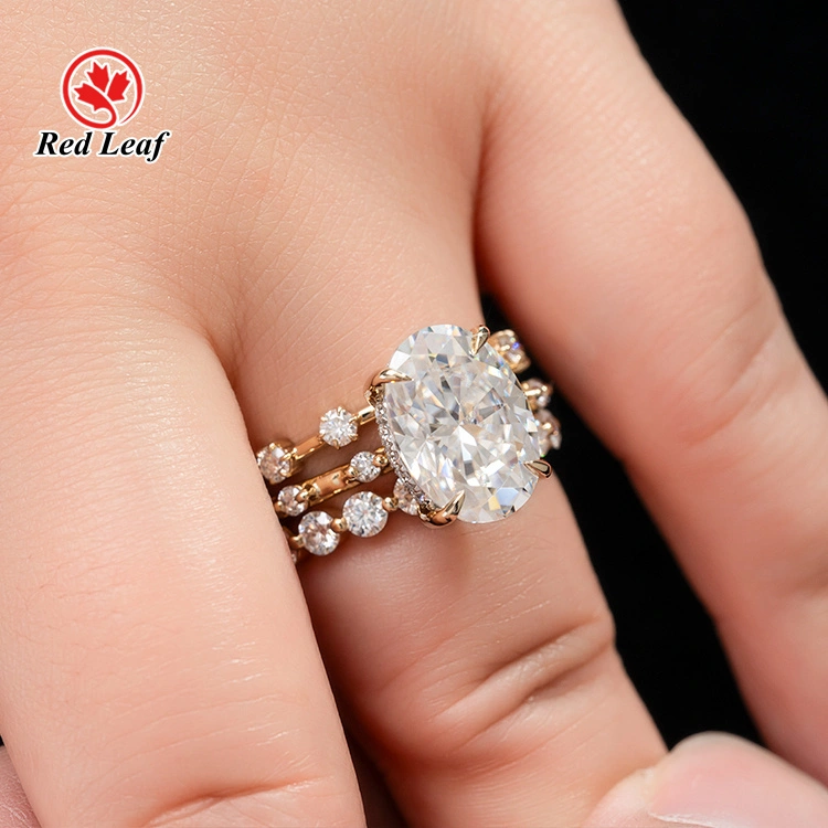 Redleaf 14K Yellow Gold Oval Cut D VVS1 Moissanite Engagement Ring 1