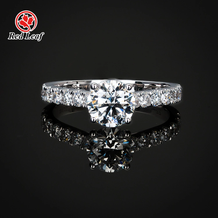 18K أبيض الذهب 4 مخلب جولة مختبر خاتم الماس مخصص مختبر المختبر خواتم الخطبة Rings-Redleaf 1