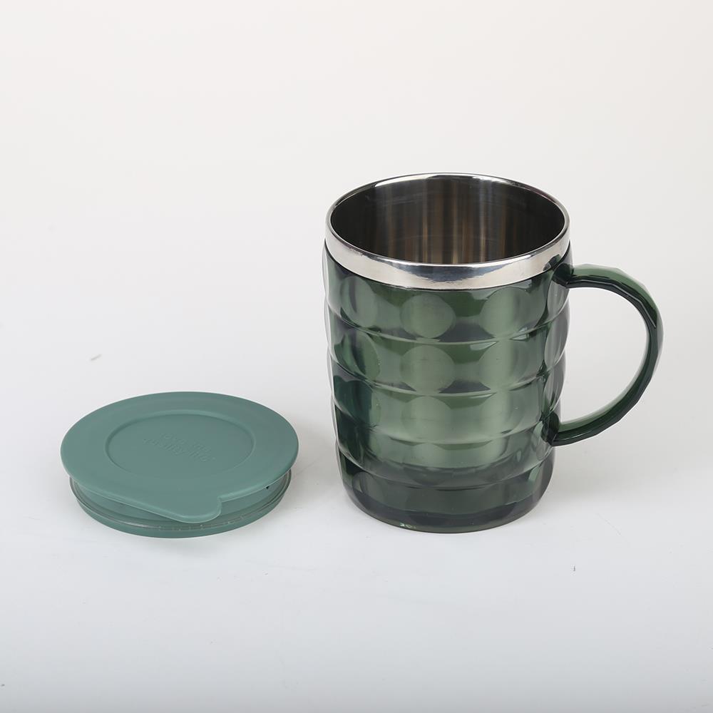 Stainless Steel Diamond Patterned Water Cup with Lid, Crystal Clear Beer Cup 7