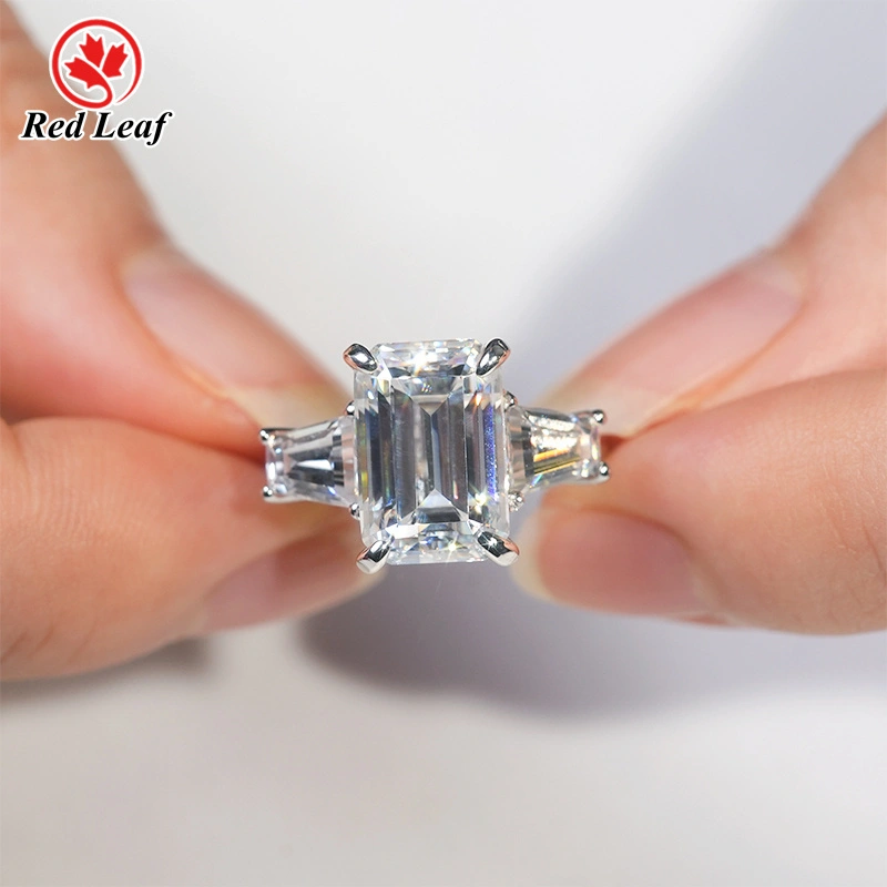 Redleaf 3.5ct Emerald Cut 14K White Gold Moissanite Wedding Ring Custom Made Made Jewelry 1